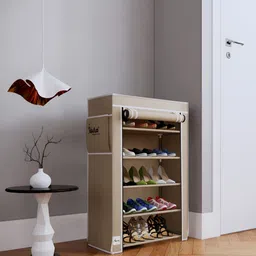 Pamworld Beige 5-Tier Rectangle Shoe Rack-image-2