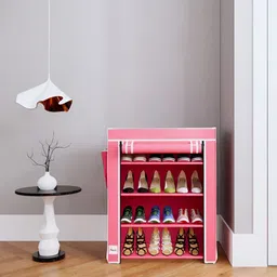 Pamworld Pink 4 Layers Rectangle Shoe Rack image 3