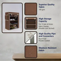 Pamworld Brown 4-Tier Rectangular Shoe Rack image 4