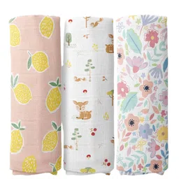 haus & kinder Infant Kids Set of 3 Pure Cotton Printed Swaddles image 1