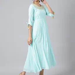 AURELIA Women Blue Floral Maxi Dress image 3