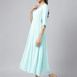 AURELIA Women Blue Floral Maxi Dress image 4