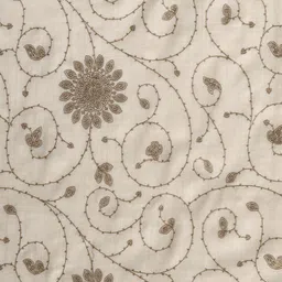 Zamour Women Beige Colored Embroidered Pure Woolen Shawl image 5