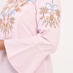 Lakshita Floral Embroidered Notched Neck Thread Work Pure Cotton Kurti image 4