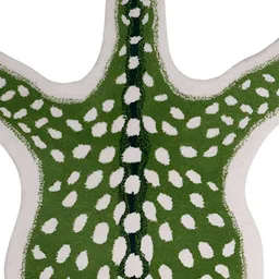 Exotic India Green & White Cotton Handmade Spotted Deer Tufted Yogic Asana Floor Mats image 3