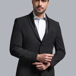 Blackberrys Slim-Fit Self Designed Shawl Collar Long Sleeves Single Breasted  Blazers-picture-33