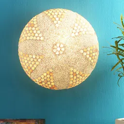 Devansh White Textured Mosaic Glass Shade Ceiling Lamp With Iron Base-picture-23