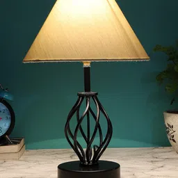 Devansh Off-White & Black Solid Iron Table Lamp image 5