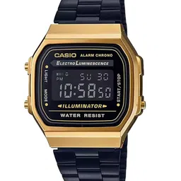 CASIO Unisex Black Bracelet Style Straps Digital Chronograph Watch D148 A168WEGB-1BDF-picture-10