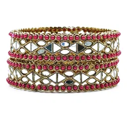 GRIIHAM Set Of 2 Gold-Plated Beads-Studded Mirror Bangles image 2