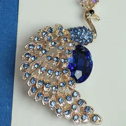 Tossido Blue & Gold Peacock Brooch image 1