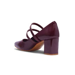 SHUZ TOUCH Mary Jane Two Strap Pointed Toe Maroon Pump Heels image 3
