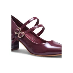 SHUZ TOUCH Mary Jane Two Strap Pointed Toe Maroon Pump Heels image 5