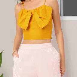 DressBerry Flirty & Fabulous Bow Detail Shoulder Straps Crop Top image 1