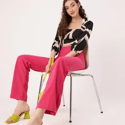 DressBerry Grunge Galore Monotone Printed Fitted Satin Crop Top image 5