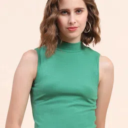 CAMLA High Neck Sleeveless Cotton Crop Top-picture-40
