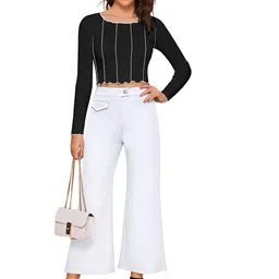 SANJANA  SILK Vertical Striped Fitted Crop Top-picture-13
