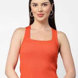 Kalt Striped Square Neck Sleeveless Fitted Crop Top-picture-42