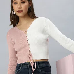 SHOWOFF Mauve Striped Crop Top-picture-36