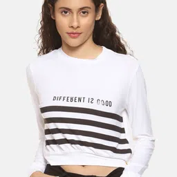Campus Sutra Women White & Black Striped Pure Cotton Crop Top-image-61