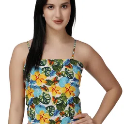 Popwings Floral Print Satin Crop Top-picture-11