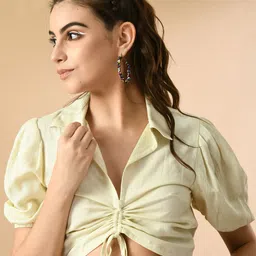 PRETTY LOVING THING Puff Sleeve Shirt Style Crop Top-image-18