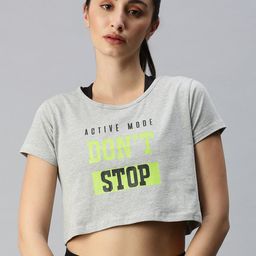 De Moza Grey Print Boxy Crop Top-picture-8