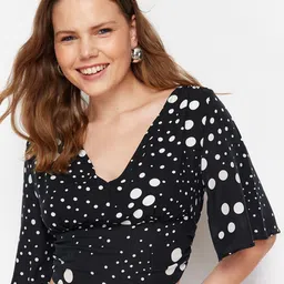 Trendyol Polka Dot Print Flared Sleeve Blouson Top-picture-25