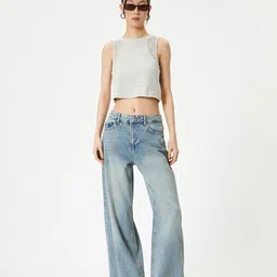 Koton Solid Cotton Round Neck Sleeveless Crop Top-picture-13