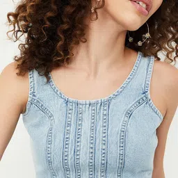 max Self Design Cotton Fitted Crop Top image 1