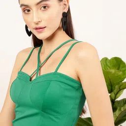 STREET 9 Green Shoulder Straps Regular Crop Top image 5