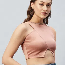 CHIMPAAANZEE Women Pink Crop Top image 3