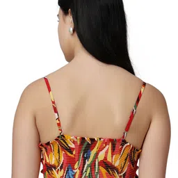 Popwings Floral Printed Shoulder Straps Crop Top image 5