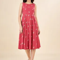 AKKRITI BY PANTALOONS Pure Cotton Ethnic Motifs Printed Knee Length A-Line Dress image 4