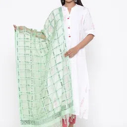 SOUNDARYA Embroidered Dupatta with Mirror Work image 1