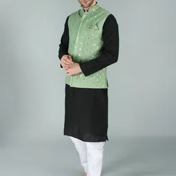 Exotic India Embroidered Woven Nehru Jacket image 3