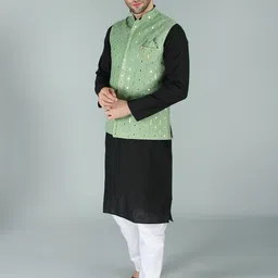 Exotic India Embroidery Woven Nehru Jacket image 2