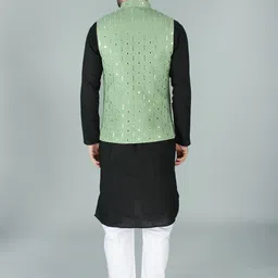 Exotic India Embroidered Woven Nehru Jacket image 5