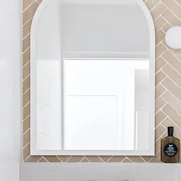 CasaGold White & Grey Metal Framed Arch-Shape Bathroom Wall Mirror-picture-11