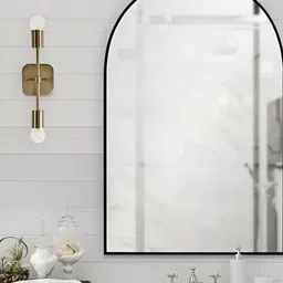 CasaGold Black Arch Shaped Metal Framed Bathroom Wall Mirror-picture-14