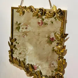 Timaya's Decor Gold Toned Textured Square Metal On The Bloom Wall Mirror image 2