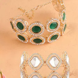 Zaveri Pearls Set of 2 Gold-Plated Austrian Diamonds Studded Wraparound Bracelets image 1