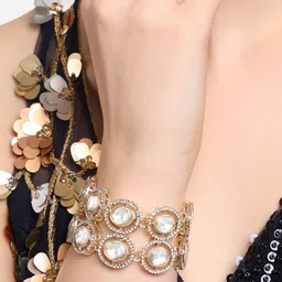 Zaveri Pearls Set of 2 Gold-Plated Austrian Diamonds Studded Wraparound Bracelets image 2