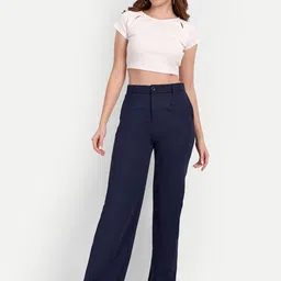 Next One Women Tailored High-Rise Easy Wash Straight Fit Parallel Trousers image 3