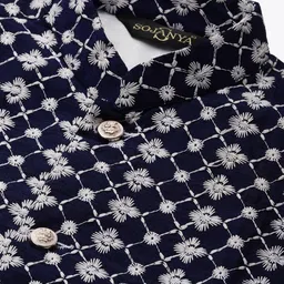 SOJANYA Men Olive Ethnic Motifs Embroidered Thread Work Kurta with Churidar image 3