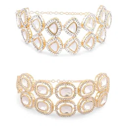 Zaveri Pearls Set of 2 Gold-Plated Austrian Diamonds Studded Wraparound Bracelets image 4