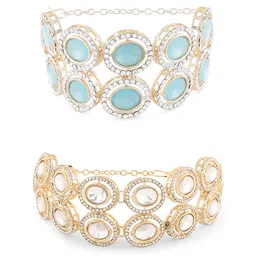 Zaveri Pearls Set of 2 Gold-Plated Austrian Diamonds Studded Wraparound Bracelets image 4
