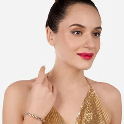 Zaveri Pearls Set of 2 Gold-Plated Austrian Diamonds Studded Wraparound Bracelets image 5