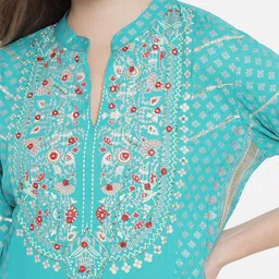 Prakhya Women Blue Pure Cotton Kurta with Trousers & With Dupatta image 2