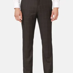 Blackberrys Men Checked Mid-Rise B-95 Slim Fit Formal Trousers-picture-21